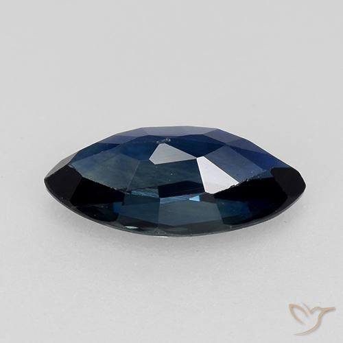 Zafiro Azul oscuro natural de 0.75 ct, Marquesa, VVS-VS