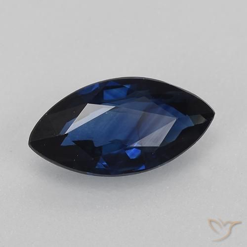 Zafiro Azul oscuro natural de 0.80 ct, Marquesa, VVS-VS