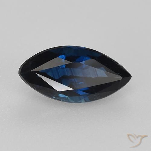 Zafiro Azul oscuro natural de 0.82 ct, Marquesa, VVS-VS