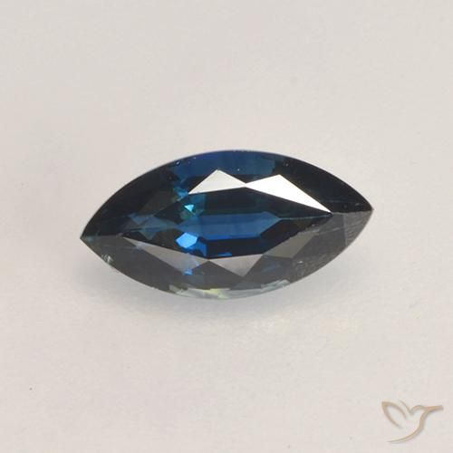 Zafiro Azul oscuro natural de 0.82 ct, Marquesa, VVS-VS