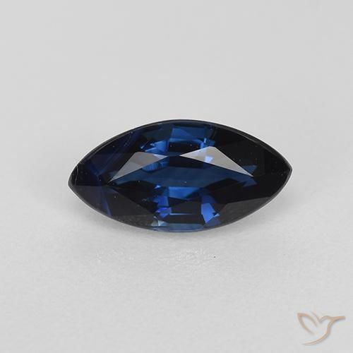 Zafiro Azul marino natural de 0.84 ct, Marquesa, VS