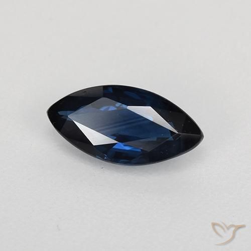 Zafiro Azul noche natural de 0.70 ct, Marquesa, VVS