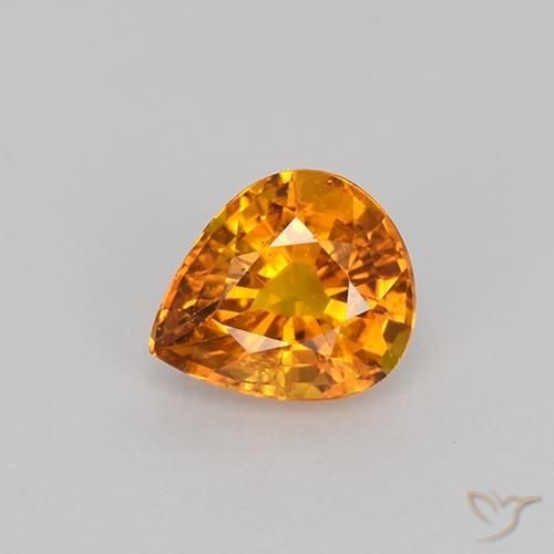 0.77ct Natural Naranja medio Zafiro, En forma de pera, VVS-VS