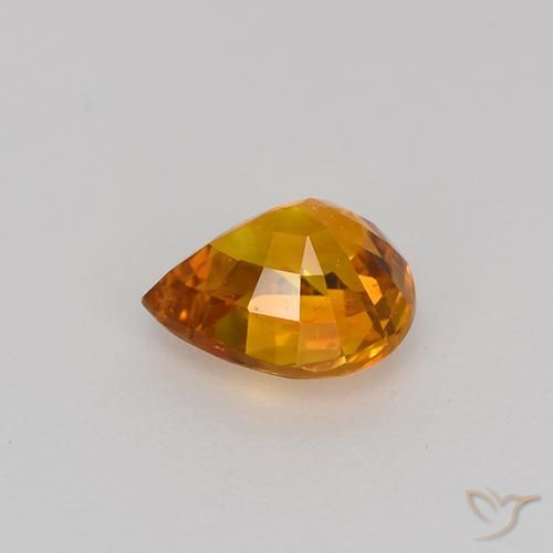 Zafiro Naranja medio natural de 0.77 ct, En forma de pera, VVS-VS