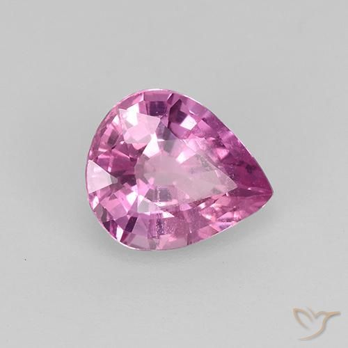 Zafiro Rosado púrpura real natural de 0.75 ct, En forma de pera, VVS-VS
