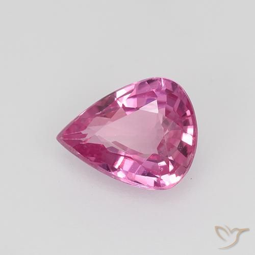 Zafiro Rosa oscuro natural de 0.77 ct, En forma de pera, VVS-VS