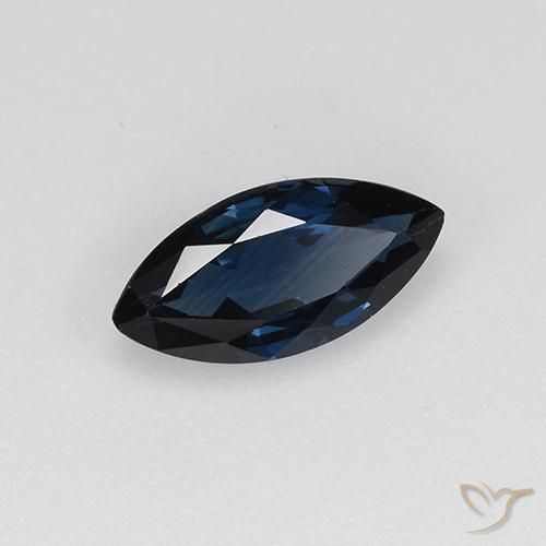 Zafiro Azul noche natural de 0.64 ct, Marquesa, VVS-VS