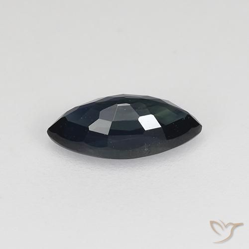Zafiro Azul negruzco natural de 0.77 ct, Marquesa, VVS-VS