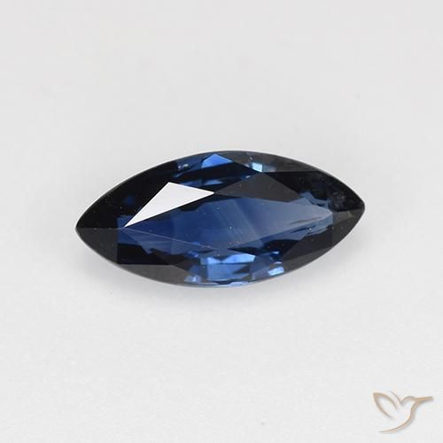 Zafiro Azul noche natural de 0.65 ct, Marquesa, VVS-VS
