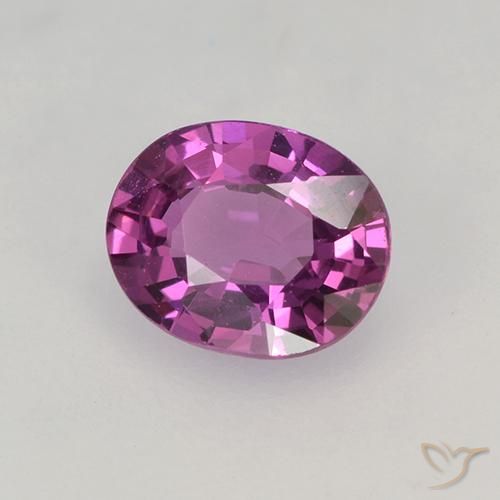 Zafiro Púrpura rosáceo intenso natural de 0.68 ct, Ovalada, VVS