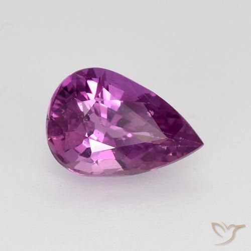 Zafiro Púrpura medio natural de 0.73 ct, En forma de pera, VVS-VS