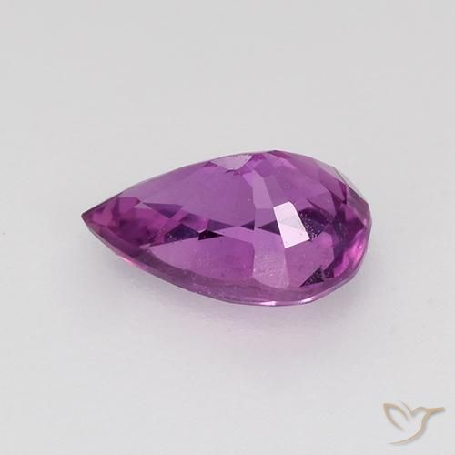 Zafiro Púrpura medio natural de 0.73 ct, En forma de pera, VVS-VS
