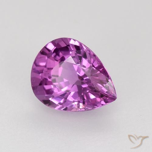 Zafiro Púrpura rosáceo intenso natural de 0.72 ct, En forma de pera, VVS-VS