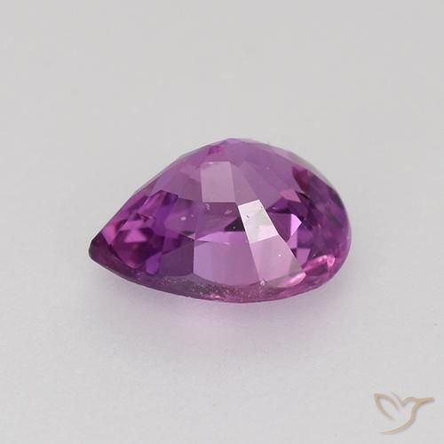 Zafiro Púrpura rosáceo intenso natural de 0.72 ct, En forma de pera, VVS-VS