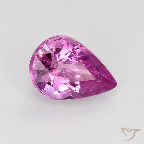 Zafiro Púrpura rosáceo intenso natural de 0.71 ct, En forma de pera, VVS-VS