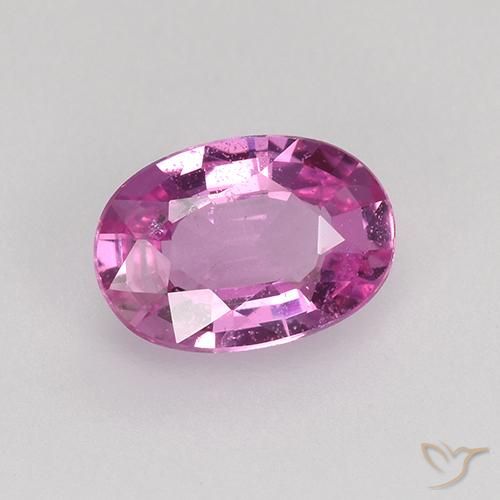 Zafiro Púrpura rosáceo intenso natural de 0.64 ct, Ovalada, VVS-VS