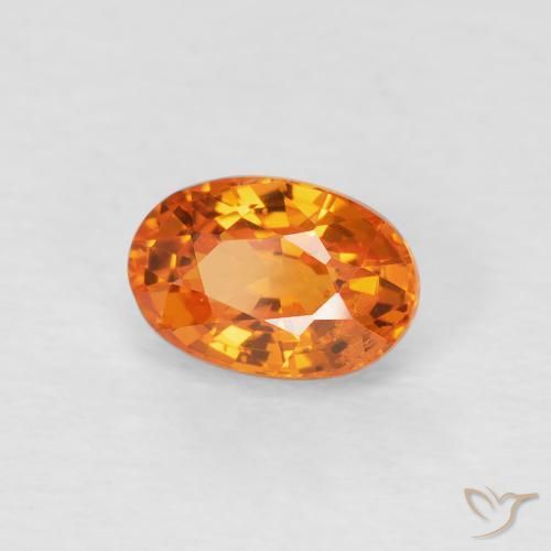 Zafiro Medium Light-Orange natural de 0.78 ct, Ovalada, VVS