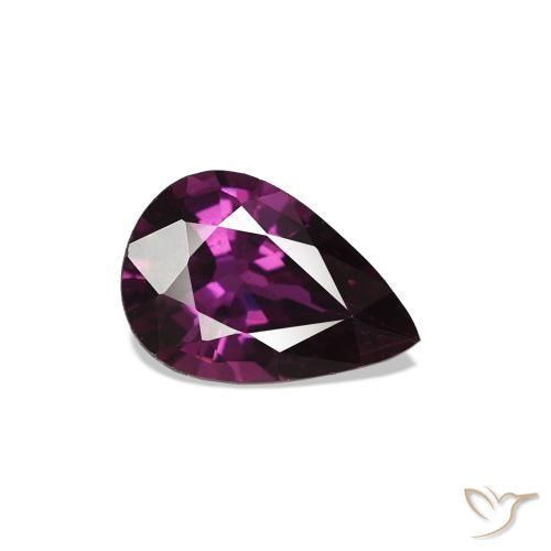 Zafiro Púrpura oscuro natural de 0.67 ct, En forma de pera, VVS-VS