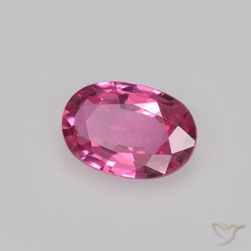 Zafiro Rosado intenso natural de 0.49 ct, Ovalada, VVS-VS