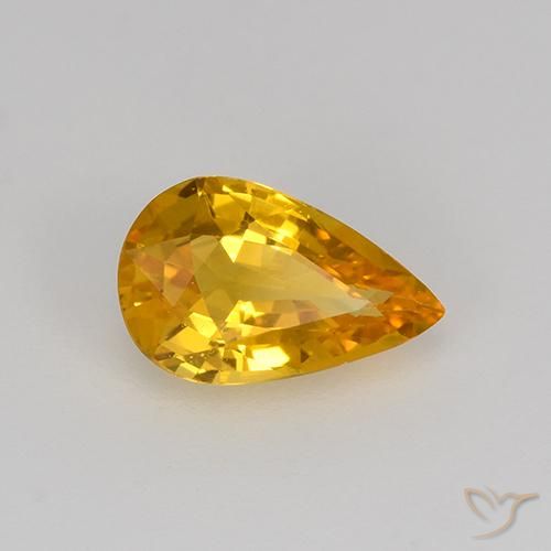Zafiro Dorado-naranja medio natural de 0.64 ct, En forma de pera, VVS