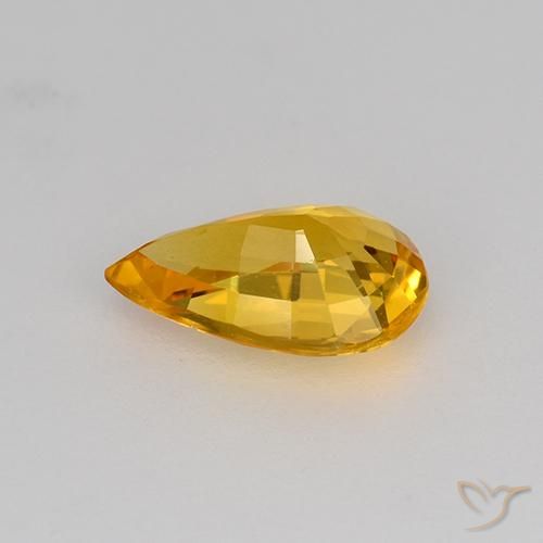 Zafiro Dorado-naranja medio natural de 0.64 ct, En forma de pera, VVS
