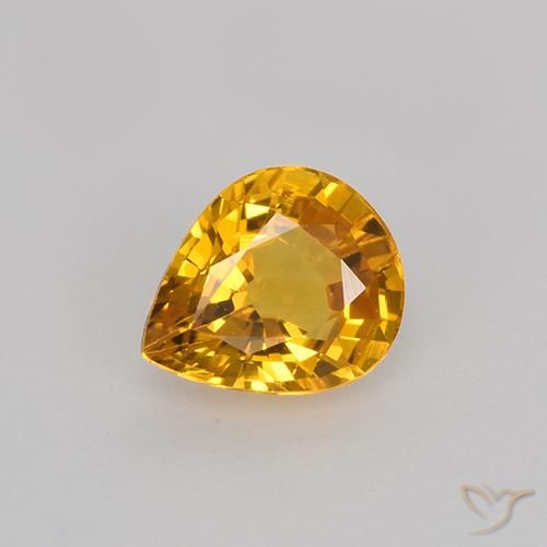 0.70ct Natural Naranja dorado intenso Zafiro, En forma de pera, VVS