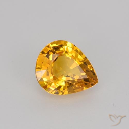 Zafiro Naranja dorado intenso natural de 0.70 ct, En forma de pera, VVS