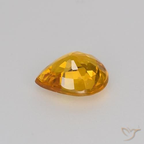 Zafiro Naranja dorado intenso natural de 0.70 ct, En forma de pera, VVS