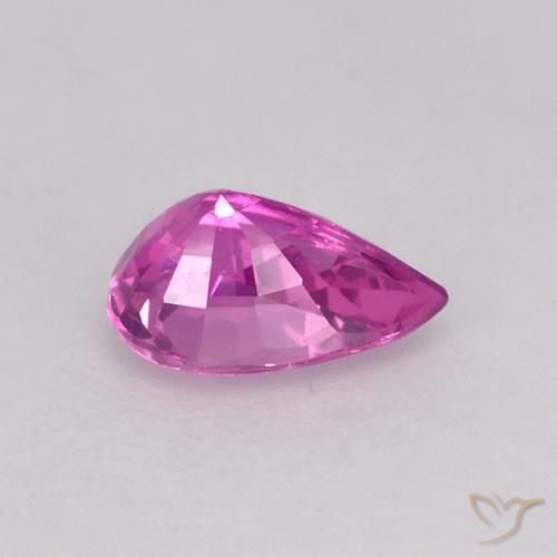 Zafiro Rosado intenso natural de 0.54 ct, En forma de pera, VVS-VS