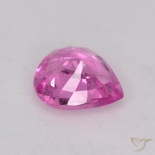 Zafiro Rosado intenso natural de 0.62 ct, En forma de pera, VS