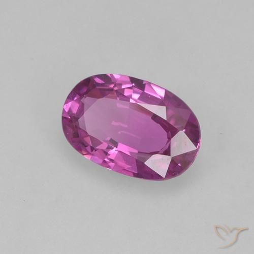 Zafiro Púrpura rosáceo intenso natural de 0.66 ct, Ovalada, VVS