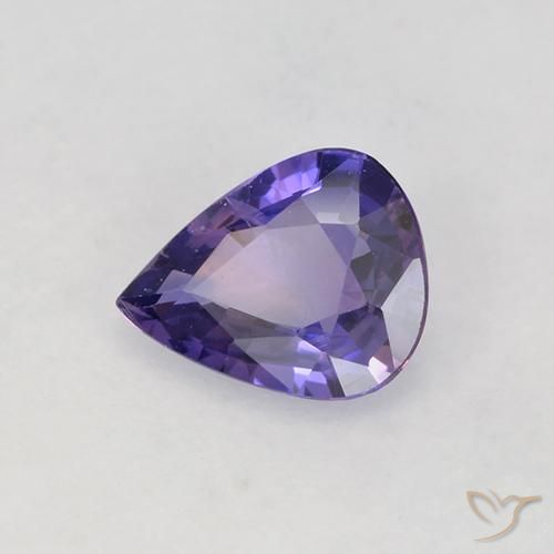 Zafiro Violeta medio natural de 0.50 ct, En forma de pera, VS