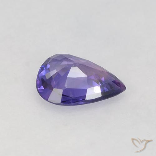 Zafiro Violeta medio natural de 0.50 ct, En forma de pera, VS