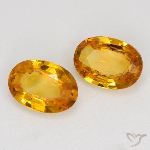 Gemas de Zafiro Naranja medio natural de 1.25 ct, Ovalada, VVS-VS