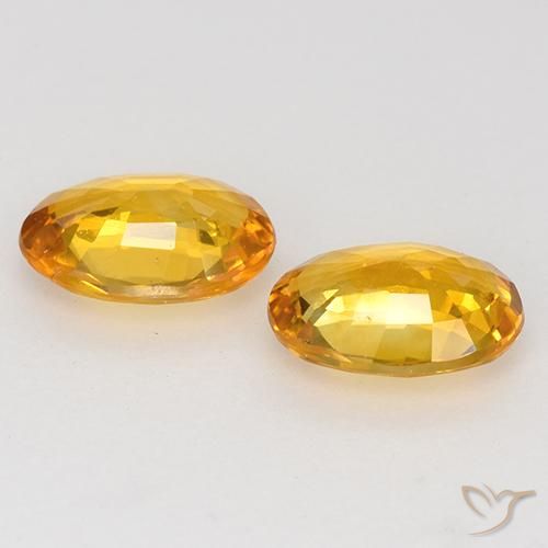 Gemas de Zafiro Naranja medio natural de 1.25 ct, Ovalada, VVS-VS