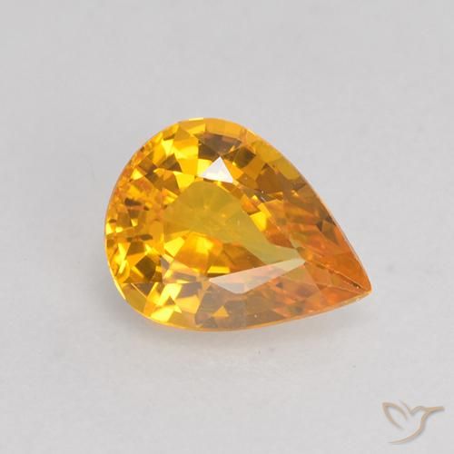 0.59ct Natural Dorado naranja intenso Zafiro, En forma de pera, VS
