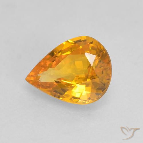 Zafiro Dorado naranja intenso natural de 0.59 ct, En forma de pera, VS