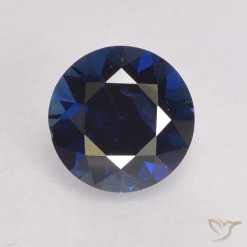 0.55ct Natural Azul oscuro Zafiro, Redondo, VVS-VS