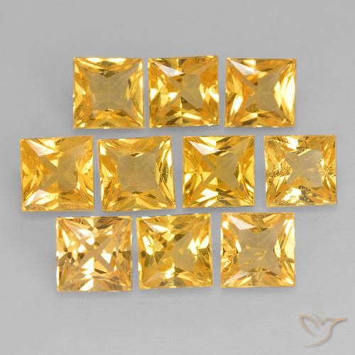 0.39ct Natural Dorado medio Zafiro, Cuadrado, VS