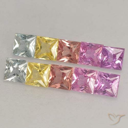 Gemas de Zafiro Multicolor natural de 2.24 ct, Cuadrado, VS