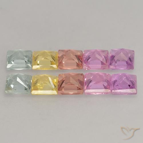 Gemas de Zafiro Multicolor natural de 2.24 ct, Cuadrado, VS