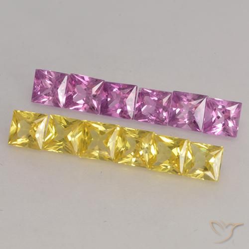 Gemas de Zafiro Multicolor natural de 1.39 ct, Cuadrado, VS
