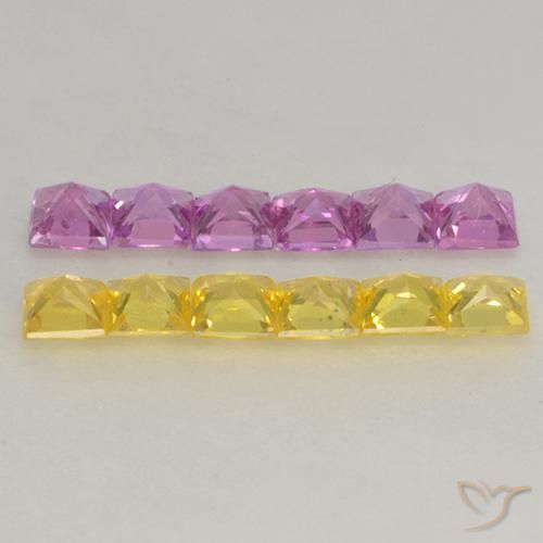 Gemas de Zafiro Multicolor natural de 1.39 ct, Cuadrado, VS