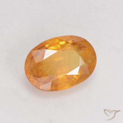 Zafiro Naranja medio natural de 0.88 ct, Ovalada, VS-SI