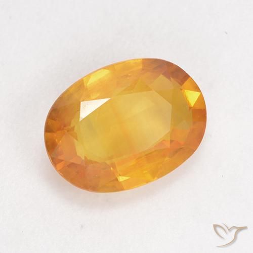 Zafiro Naranja medio natural de 1.72 ct, Ovalada, VS