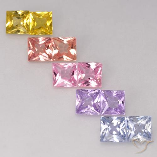 Gemas de Zafiro Multicolor natural de 2.43 ct, Cuadrado, VS