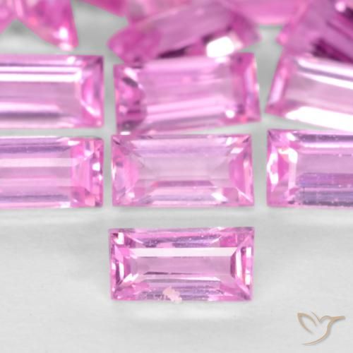 Zafiro Rosado púrpura natural de 0.07 ct, Corte Baguette, VVS-VS