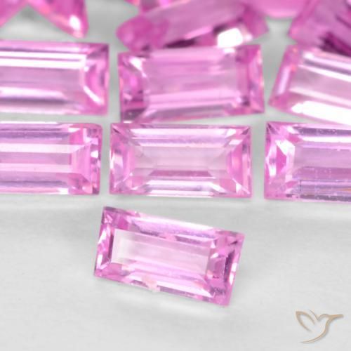 Zafiro Rosado púrpura natural de 0.07 ct, Corte Baguette, VVS-VS