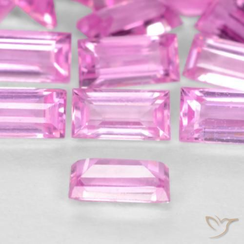 Zafiro Rosado púrpura natural de 0.07 ct, Corte Baguette, VVS-VS