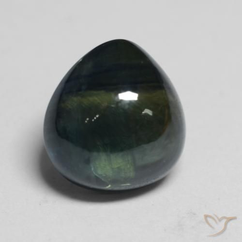 1.82ct Natural Black Green Zafiro, En forma de pera, Translúcido